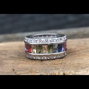 Multi Gemstone Sterling Silver 925 Ring